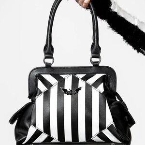 Killstar Monochrome Striped Shoulder Bag